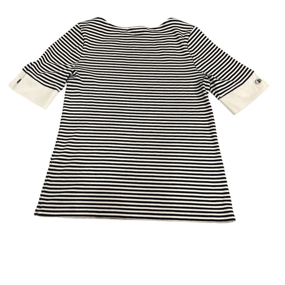 Chico’s Striped Knit Top w/ Contrast Cuffs | (Medium)